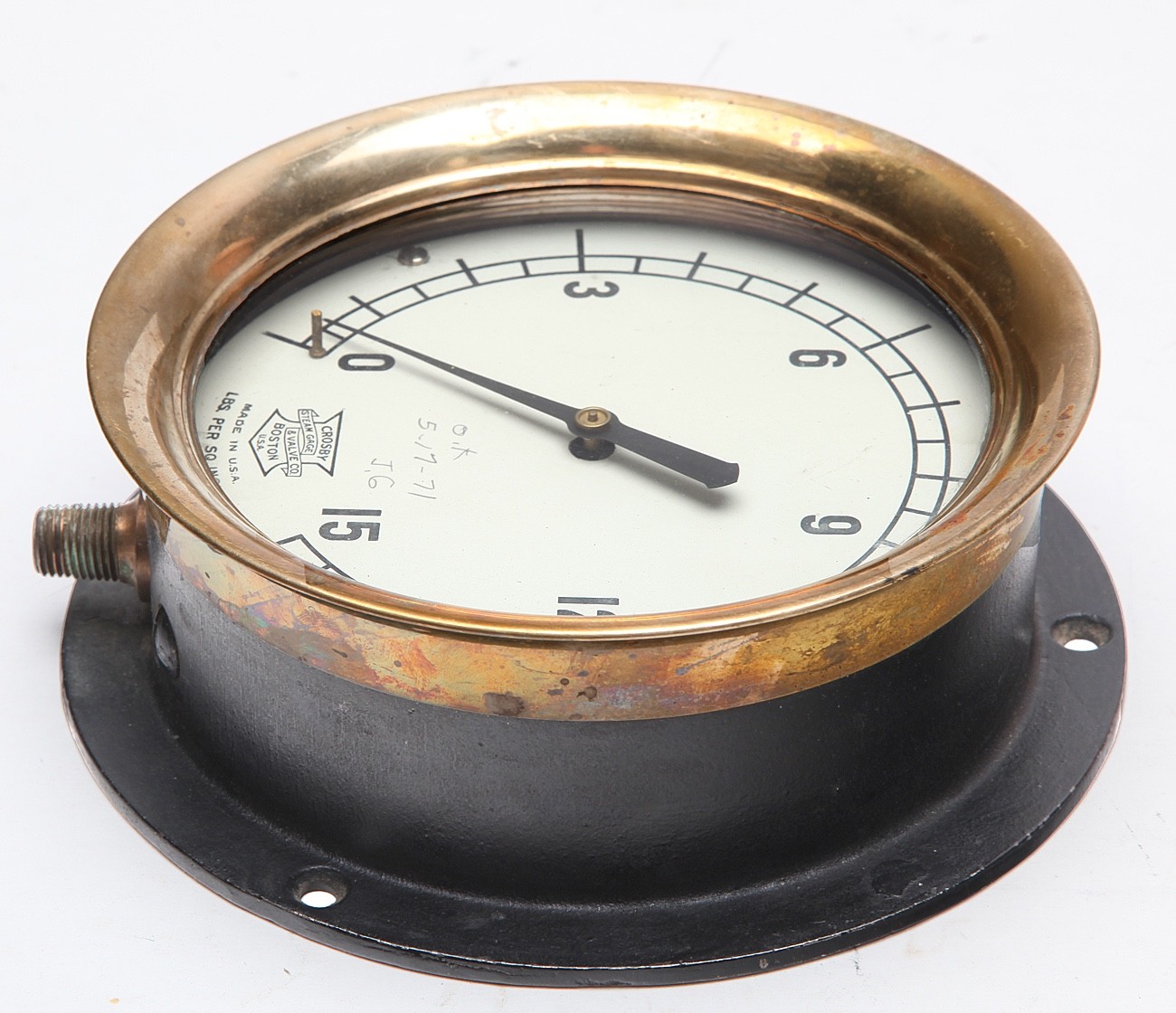 Vintage Brass Crosby Pressure Gauge by Crosby Steam Gage & Valve Co.
