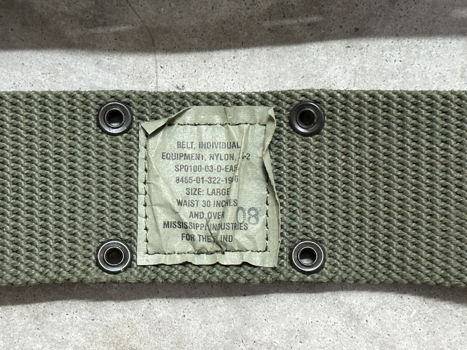 Large - US Military Individual Equipment Belt ALICE LC-2 LC2 Green Army LCI LC1