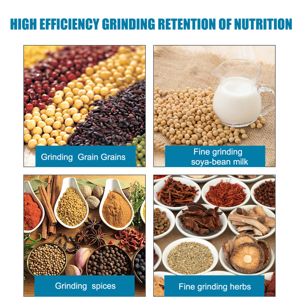 110V 3000W Electric Grain Corn Wheat Feed Mill Dry&Wet Cereals Grinder w/Funnel