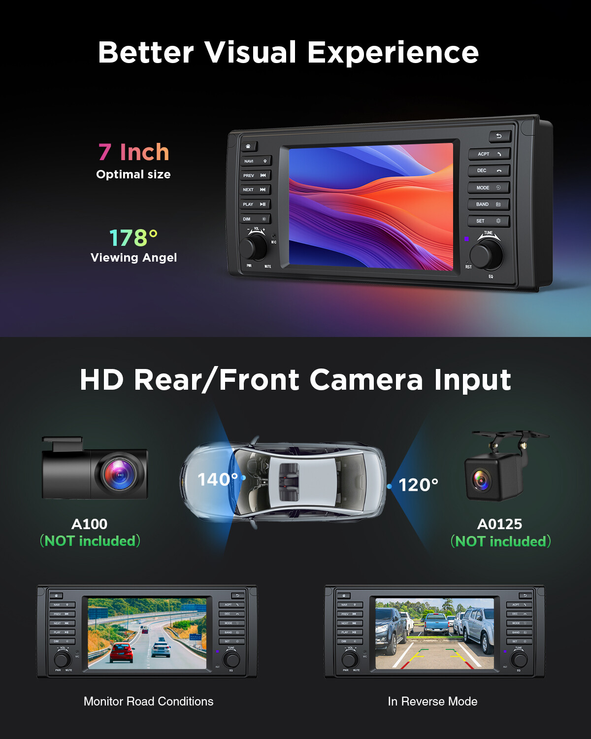 CAM+DVR+OBD+7" Android 13 Car Stereo GPS Navigation Radio CarPlay for BMW E39 M5