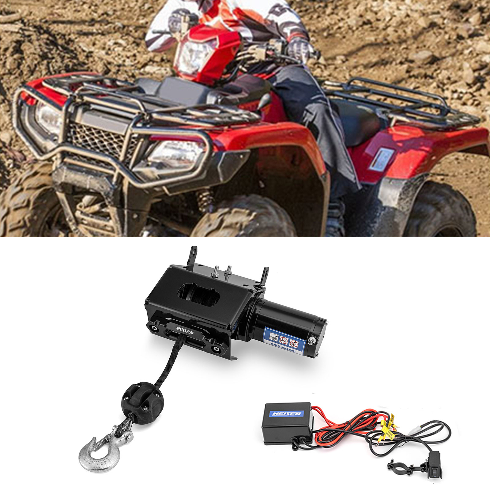 3000lb Electric Winch Kit with Winch Mount For Honda TRX420 Rancher 2014-2025