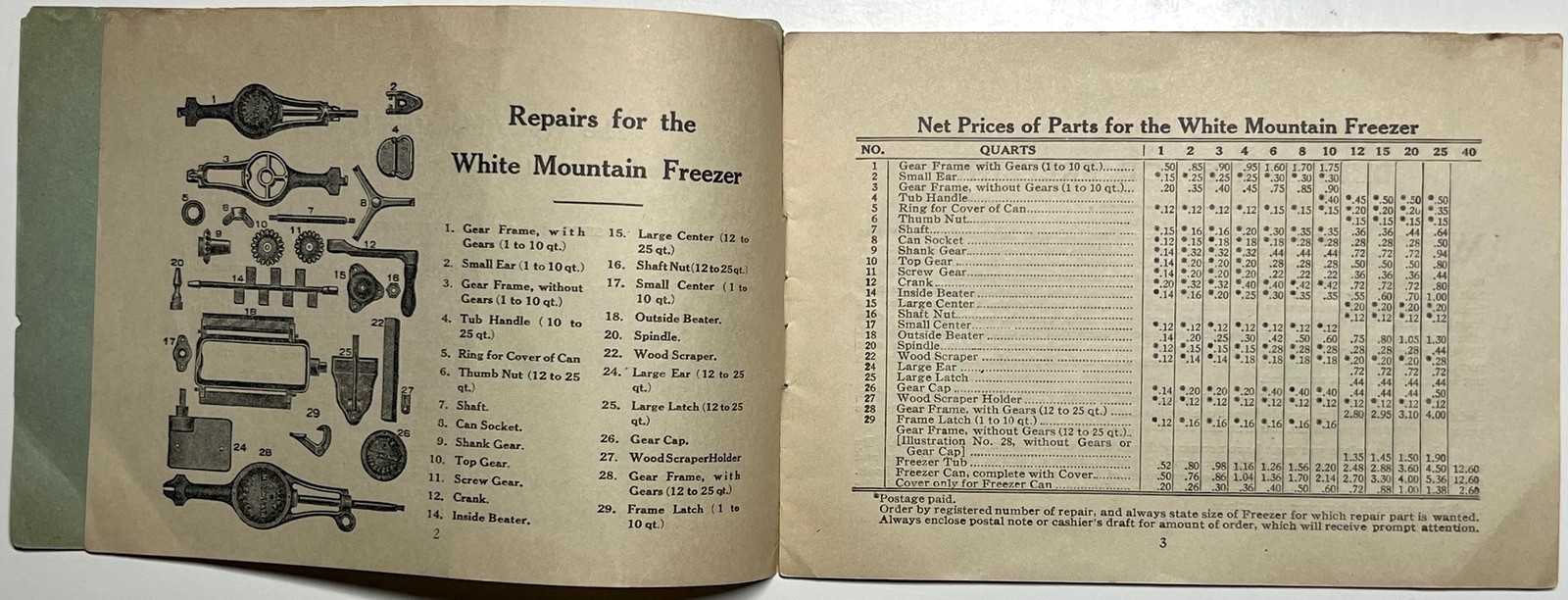 1905 FROZEN DAINTIES WHITE MOUNTAIN FREEZER ICE CREAM RECIPES BOOKLET LINCOLN NH