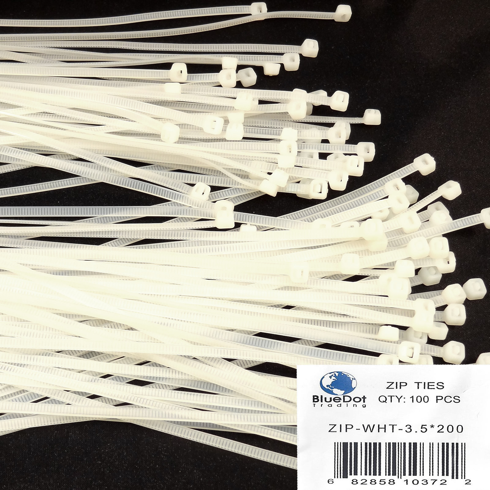 SHIPS FREE ~ 100 PACK 8 INCH NYLON ZIP CABLE TIES WIRE TIE WRAPS WHITE 40 LBS 8"