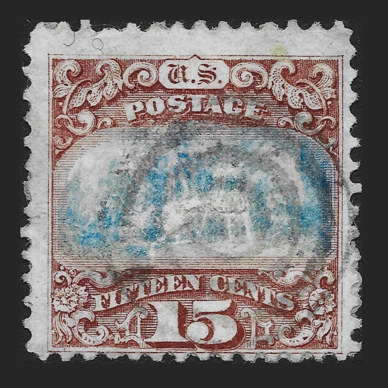#118 var Brown & Blue Type I. Short Transfer Error. Blue Vignette Mostly Absent!