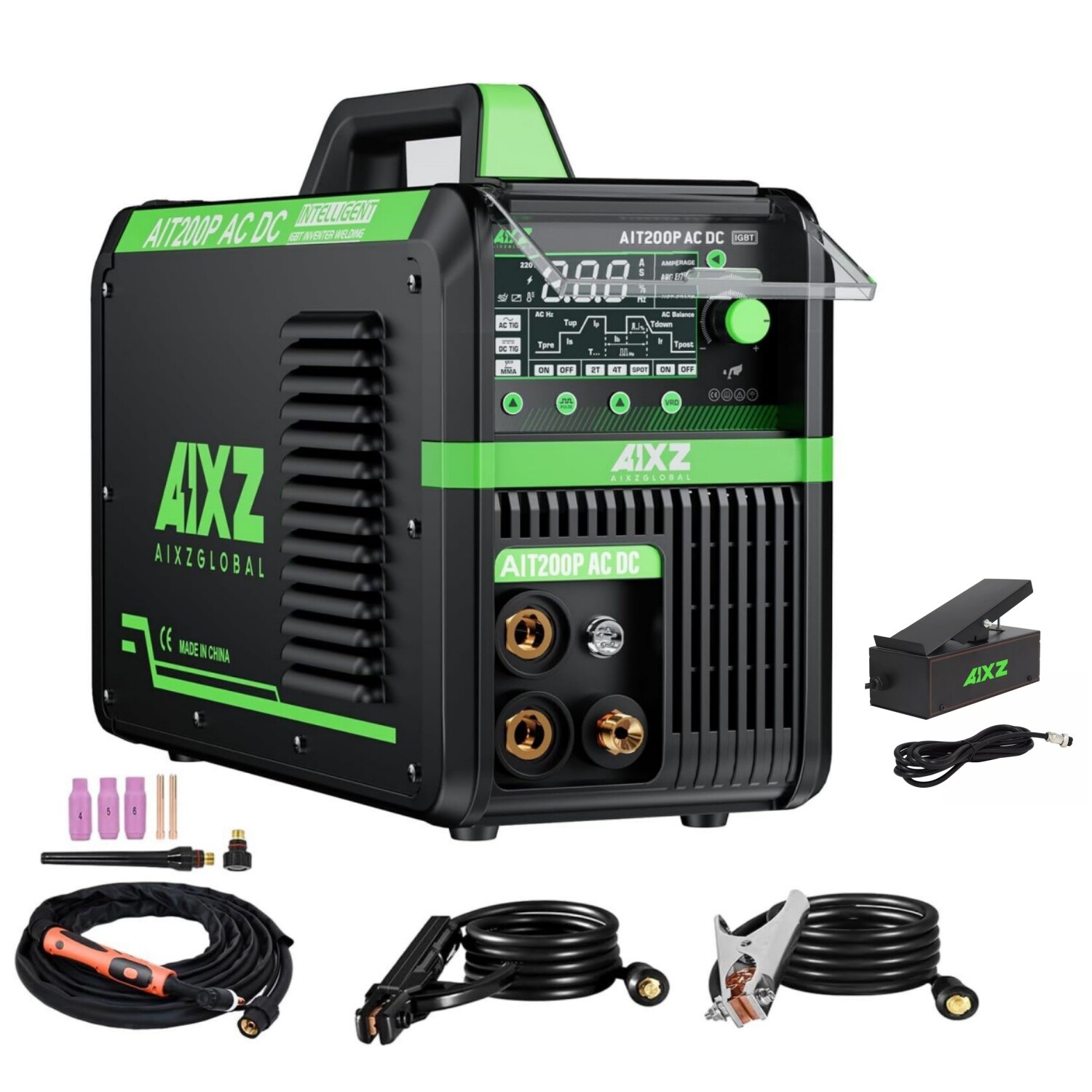110V/220V AC DC TIG Welder 200Amp Stick Pulse TIG Alu Welding Machine&Foot Pedal