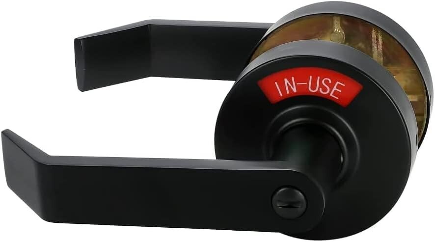 Extra Large Bathroom Privacy Lever Lock with Indicator Left-hand Door Black