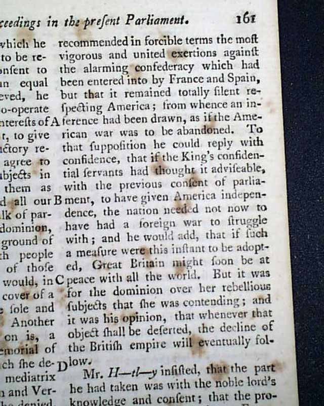 1780 WEST FLORIDA Surrender to Spanish Revolutionary War London Enemy Magazine