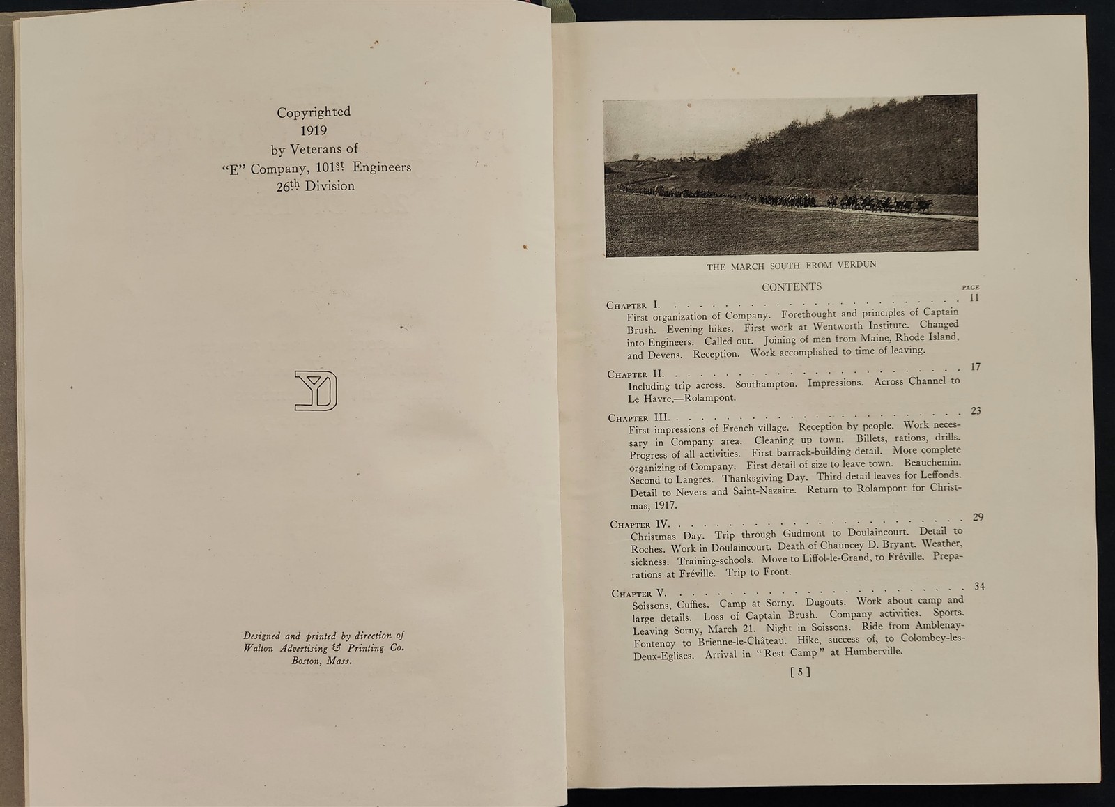 1919 antique WWI HISTORY "E" Co 101st ENGINEERS 26th DIV private printing