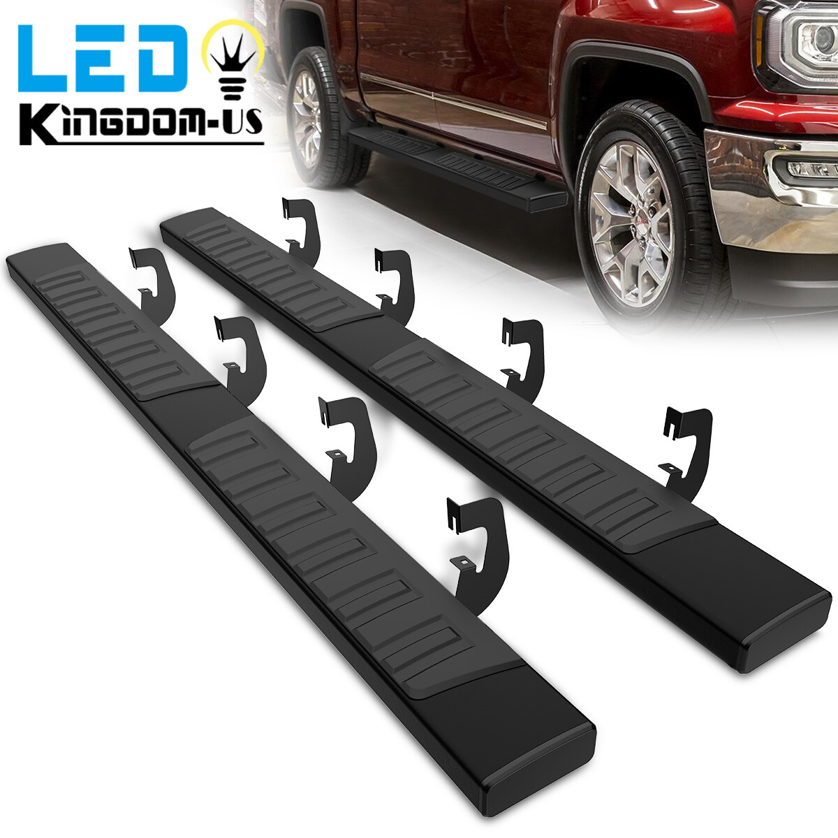 6" Running Board for 07-18 Chevy Silverado Sierra Crew Cab Side Steps Nerf Bars