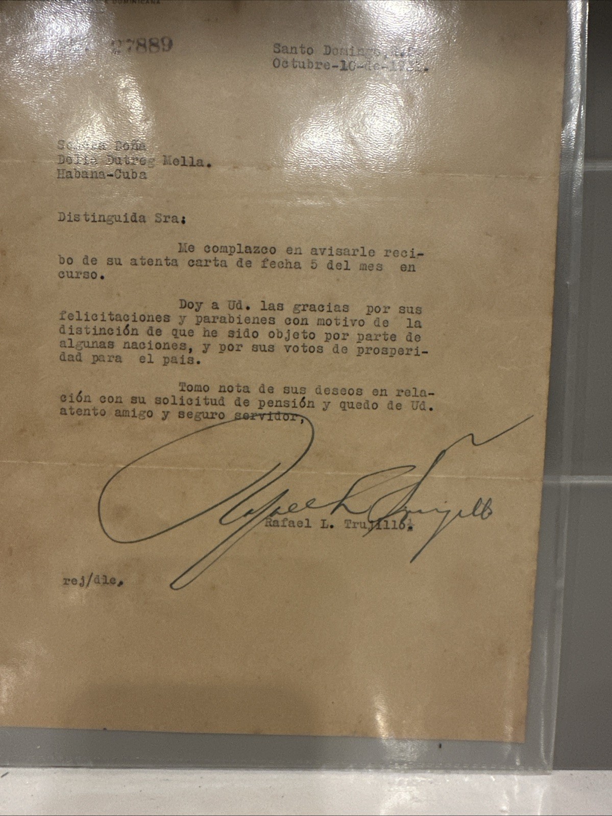 1931 Signed Document Rafael L Trujillo ( Paper 📝 Has Emblem) Beautiful.