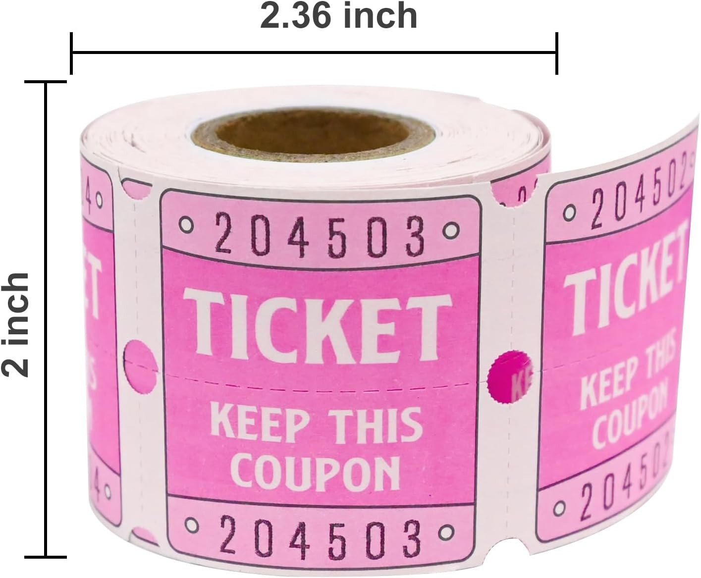 DGBDPACK 250 Raffle Tickets, 50/50 Double Roll 2 Inches X 1 Inch, Pink