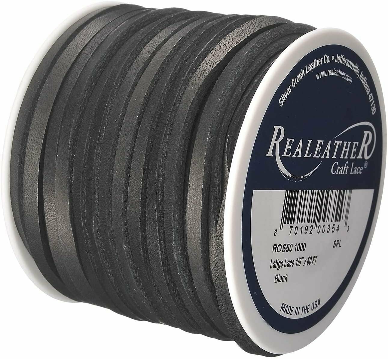 Realeather Cowhide Latigo Lace Spool, 1/8"x50', Multiple Colors Available