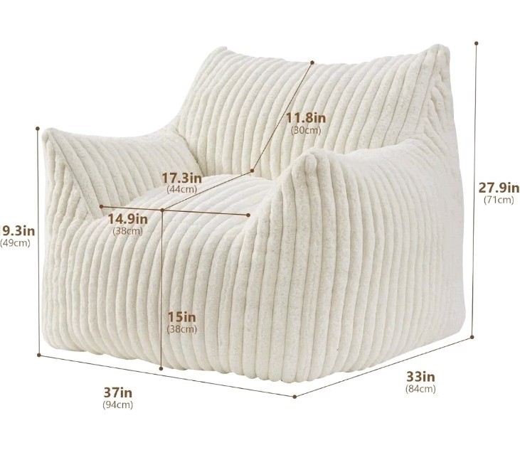 Giant Bean Bag Chairs for Adults Teens, Large Bean Bag Sofa Chairs with Filling
