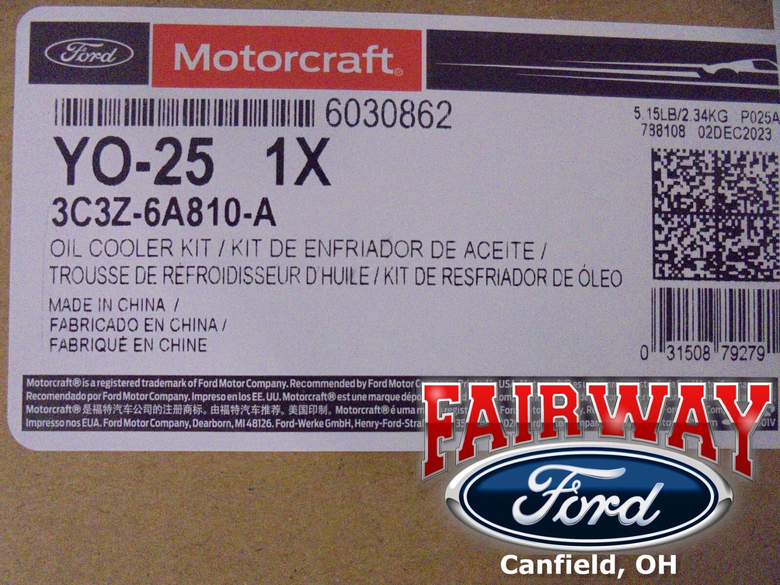 03 thru 07 Super Duty 6.0L OEM Genuine Ford Updated Oil Cooler Kit 3C3Z-6A810-A