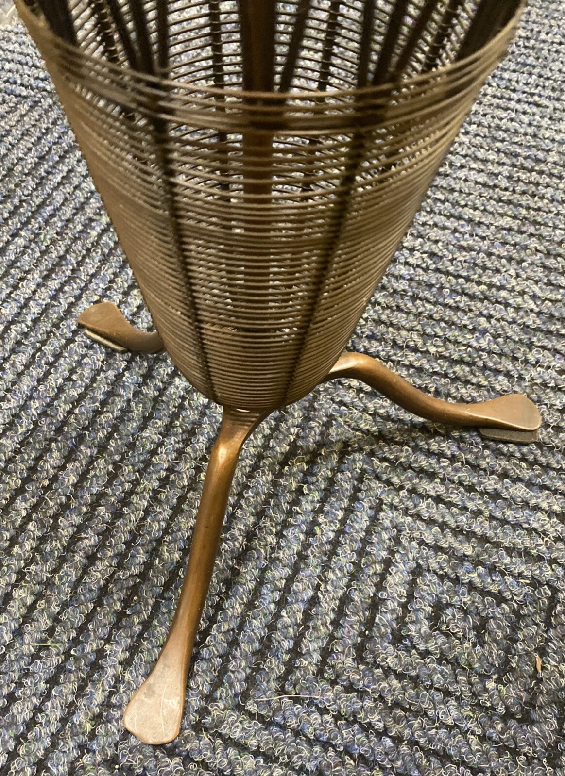 MCM Umbrella Shaped Stand Canes Umbrellas Copper Wire Wood handle 32” X 11.5”