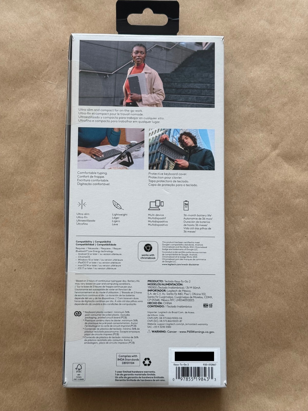 NEW LOGITECH KEYS-TO-GO 2 ULTRA-PORTABLE KEYBOARD WITH COVER 920-012867