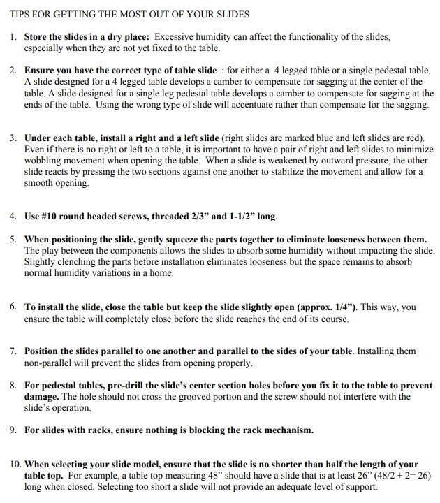 One Pair Equalizer Table Slides with Metal Gear Mechanism in Solid Wood (L & R)