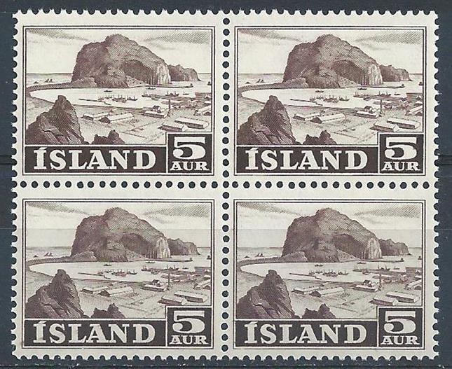 Iceland 1950 Sc# 257 Vestmannaeyjar Harbor block 4 MNH