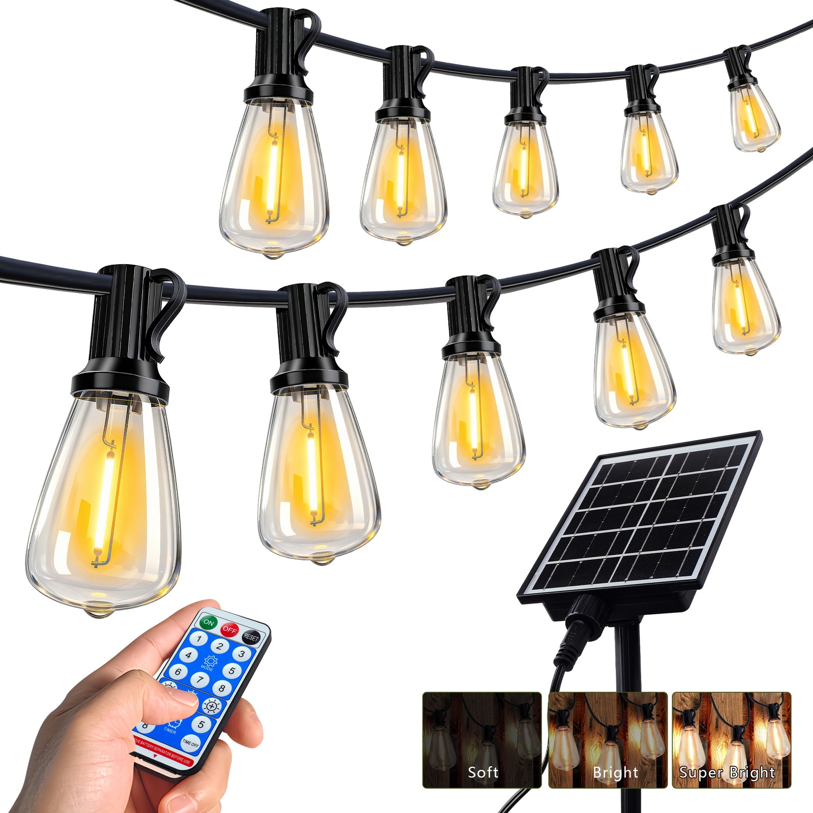 60FT 100FT Solar String Lights Outdoor Waterproof Patio with Remote Control ST38