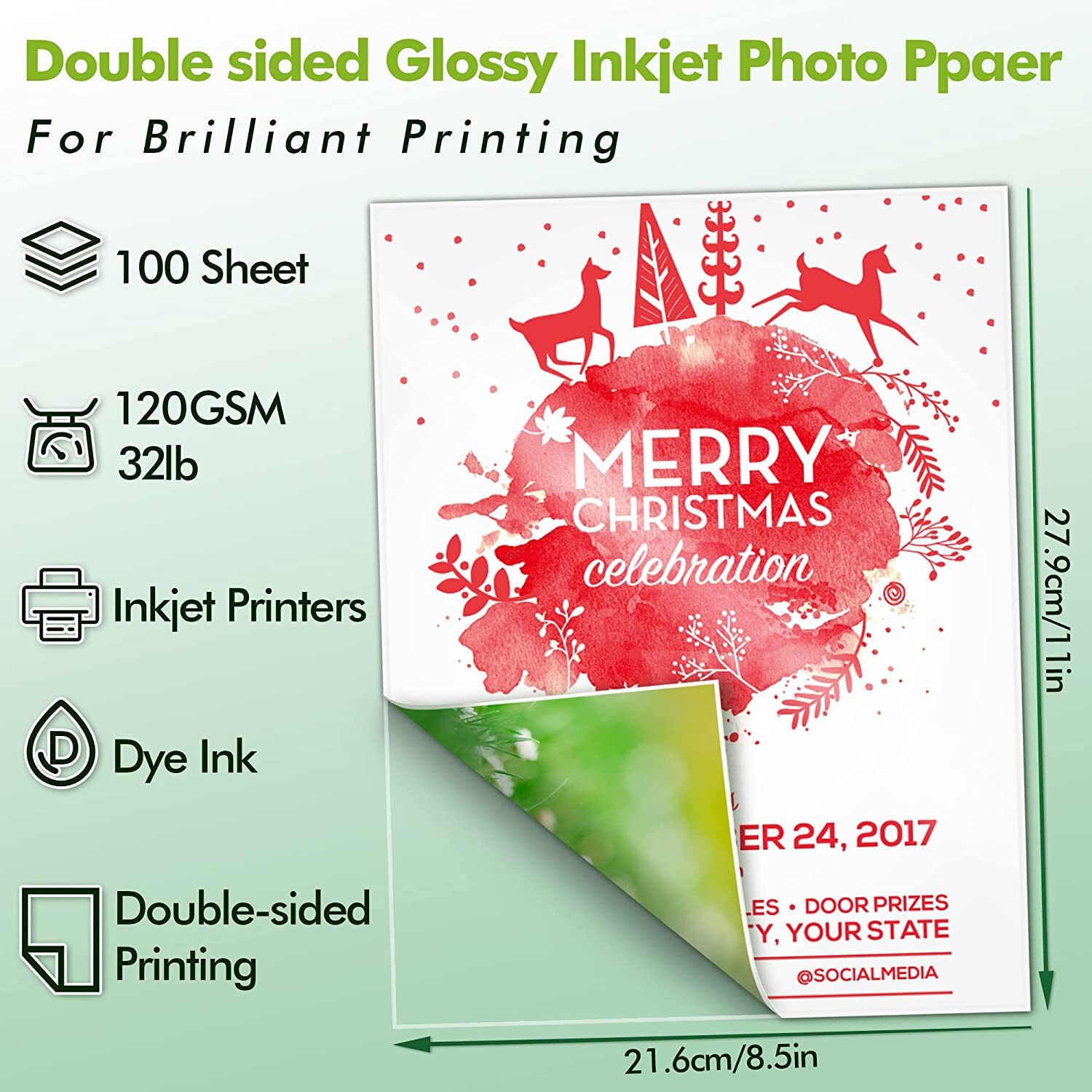 Lot Koala Double Sided Glossy Photo Printer Paper 32LB 8.5x11 8.5x14 11x17 120g