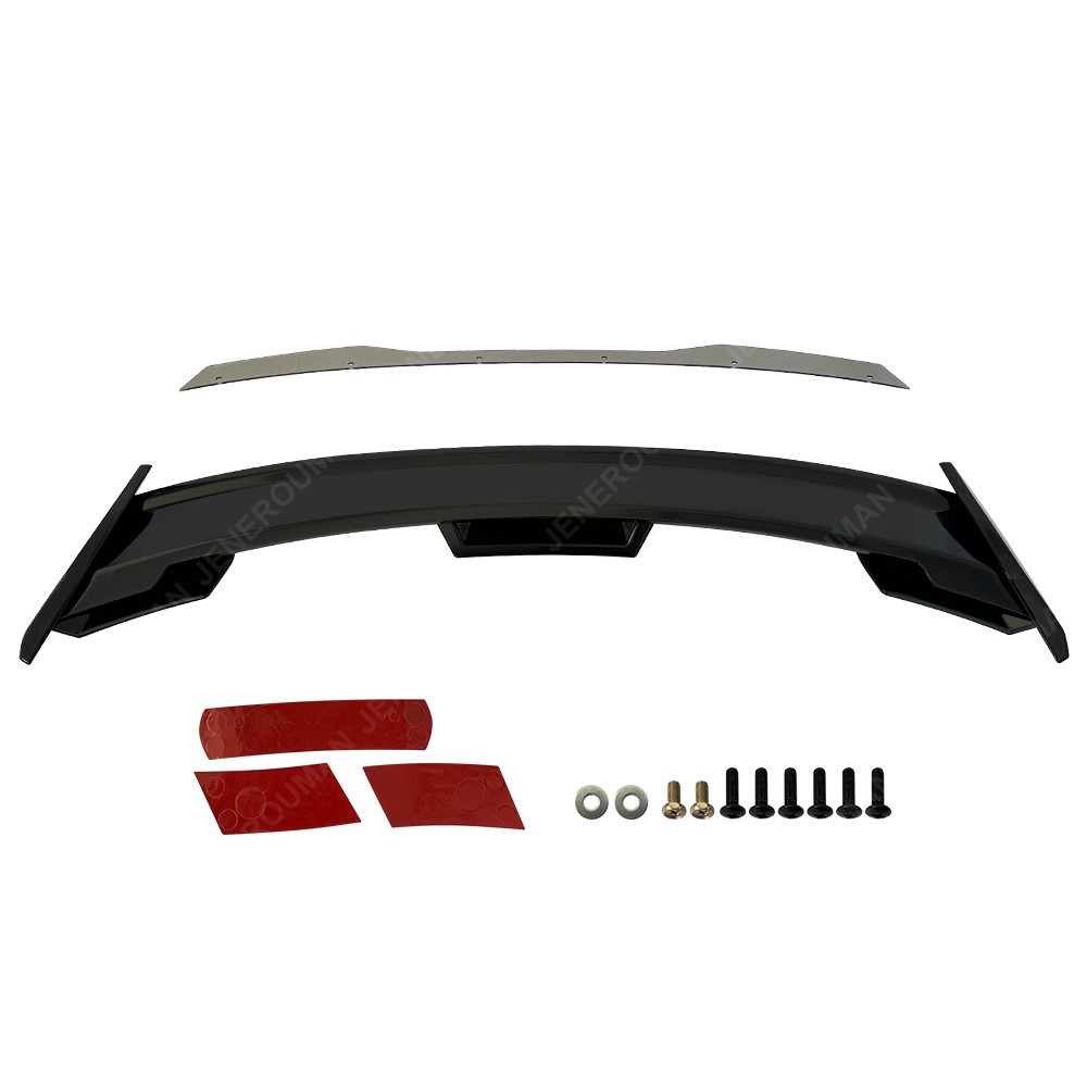 Glossy Black Rear Trunk Wickerbill Spoiler Wing Set For 2024 2025 Ford Mustang
