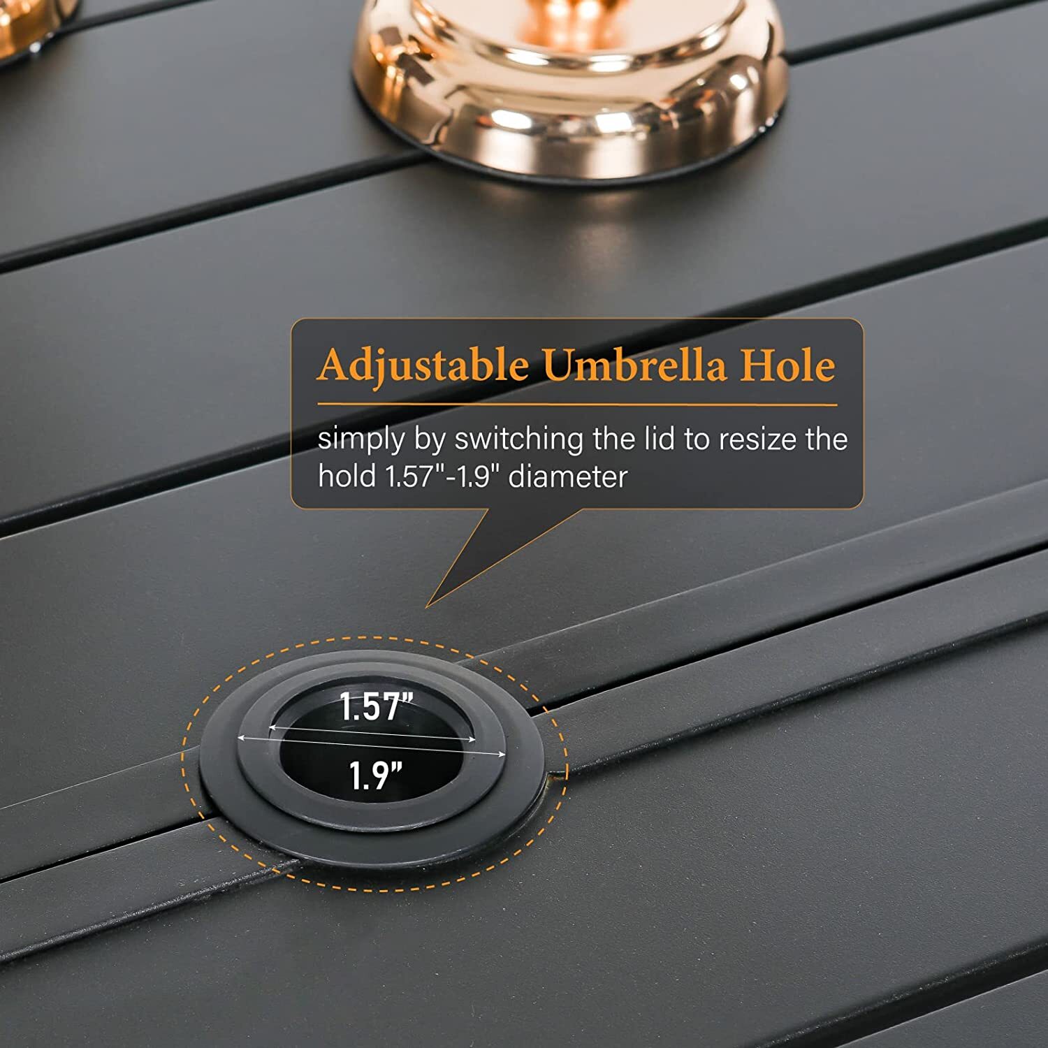 Outdoor Dining Table with Umbrella Hole Metal Patio Table 14 - Style