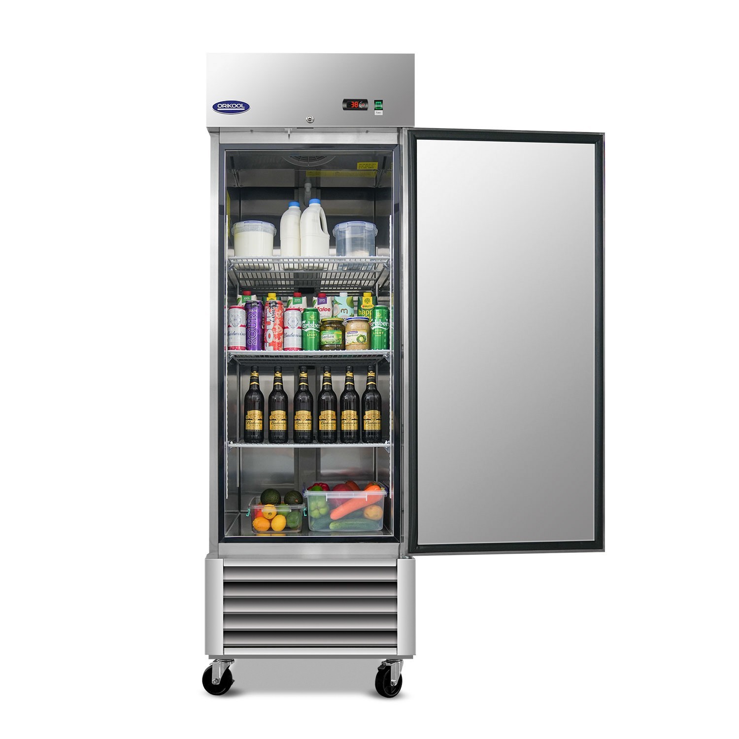 27" W Commercial Refrigerator - Single Door Reach-In for Restaurant, Bar, Cafe