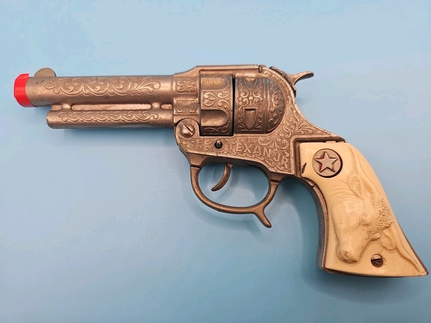 *Rough* Hubley Texan Jr. Childs Toy Cap Gun Texas Long Horn Steer Handle