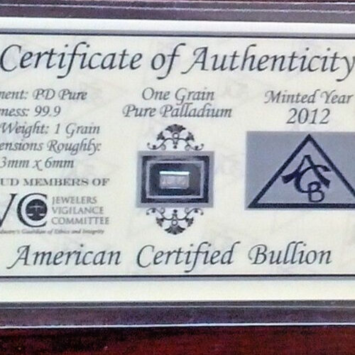 ACB Gold Silver Platinum Palladium 1GRAIN Combo Pack BULLION Bars w/COA's~
