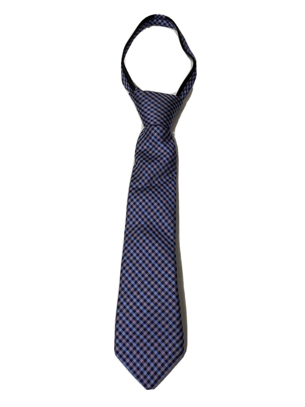 Nordstrom Boy Micro Plaid Silk Zipper Tie Purple One Size 1569