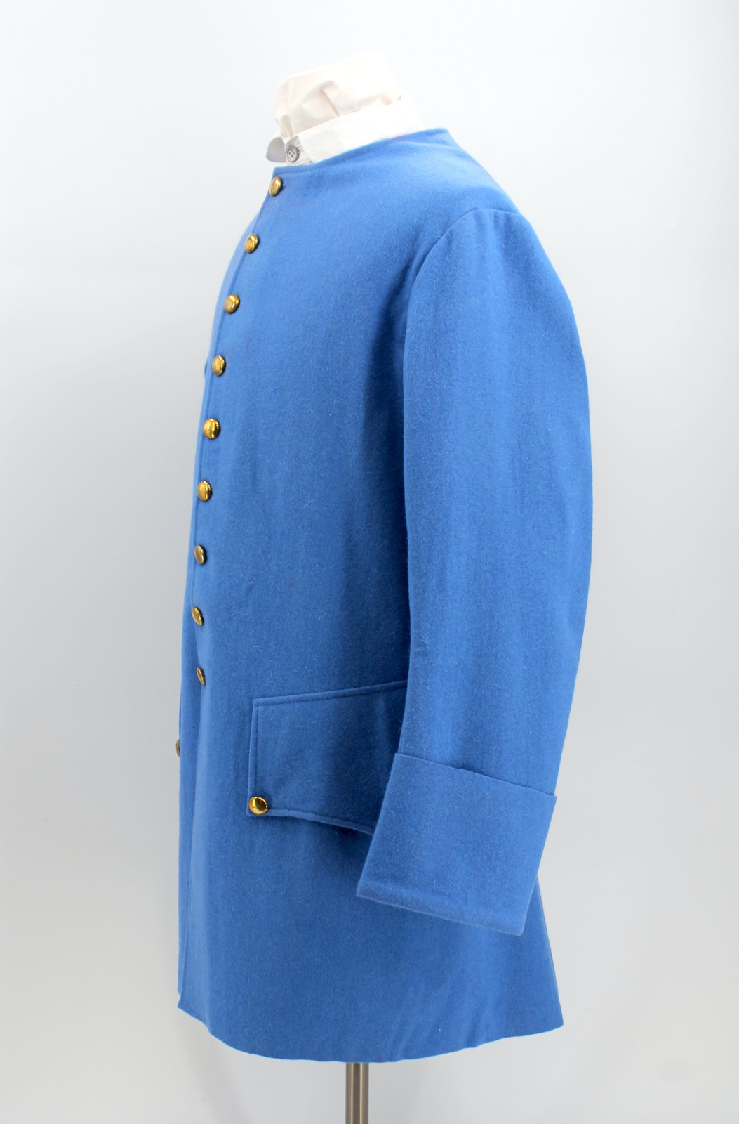 French Blue Wool Sleeved Waistcoat Size 46 / XL