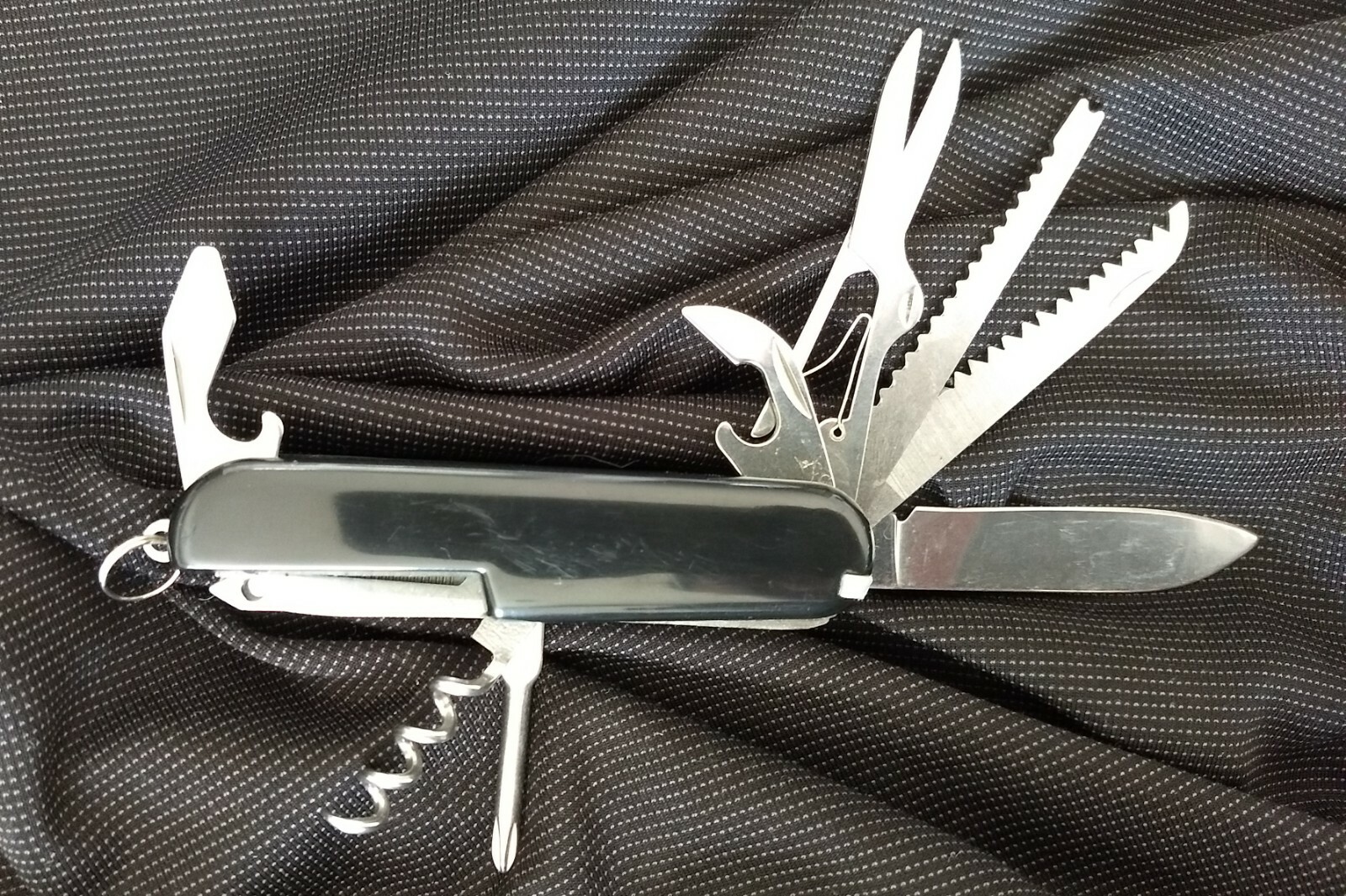 Black Swiss Scout Camping Knife Pocket Multi Tool - Free Same Day Shipping!