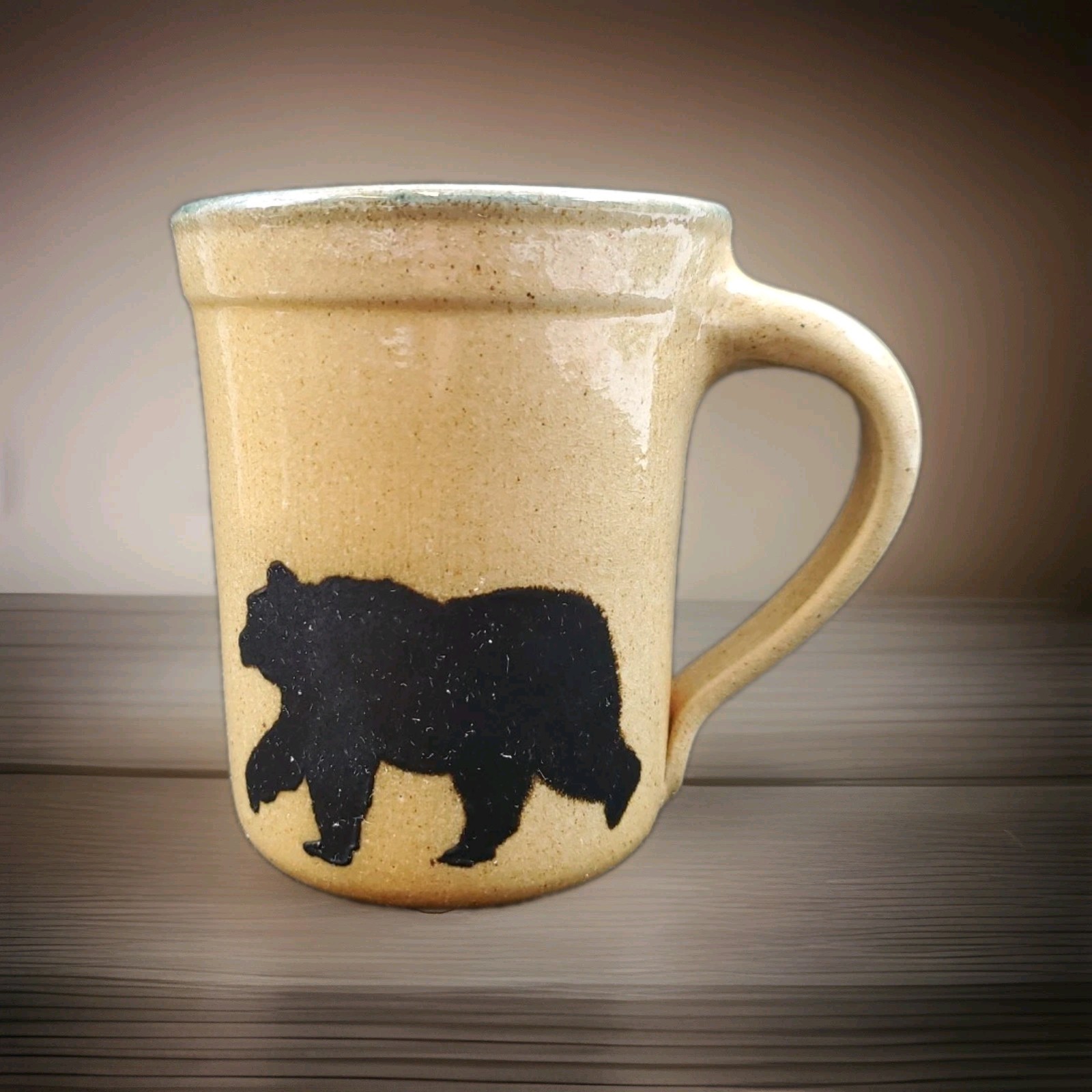 VTG Monroe Salt Works Pottery 4" Bear Tan Stoneware Mug Cabin Northwoods Lodge