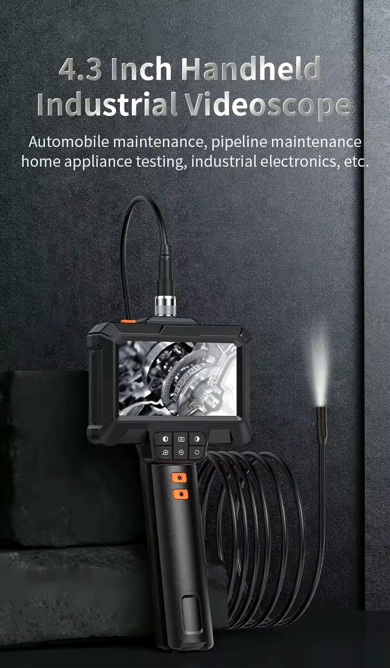 4.3" IPS 1080P HD Screen Handheld Industrial 5m Endoscope Camera Pipe Waterproof