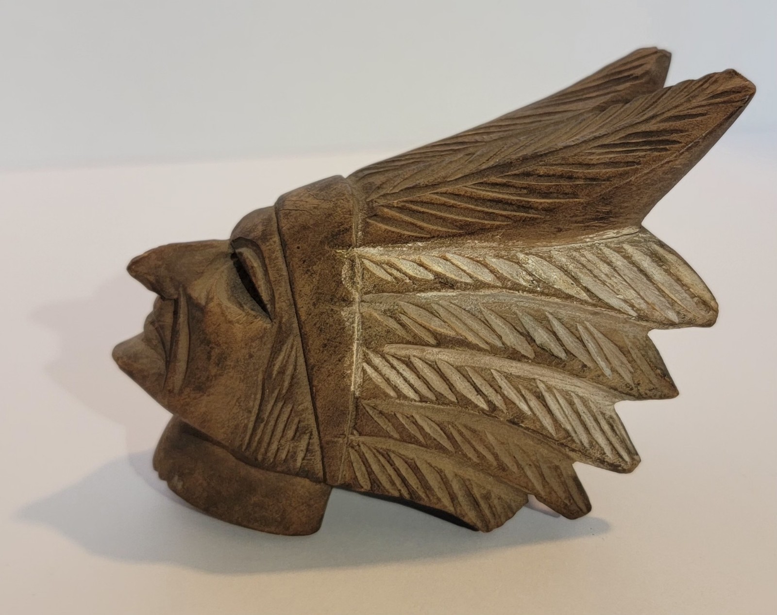 Antique Indian Chief Wood Carved Pipe Handmade Native American Genuine Article