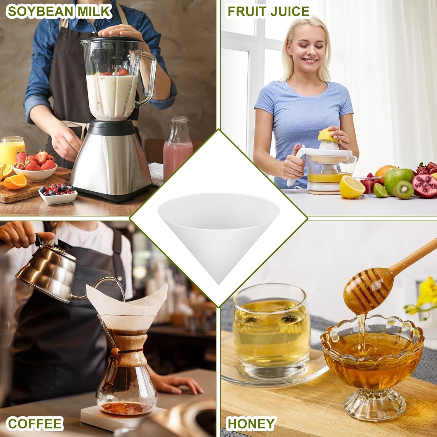 2 or 20Pcs Cooking Oil Cone Filters Non Woven Funnel Strainer for Deep Fryer