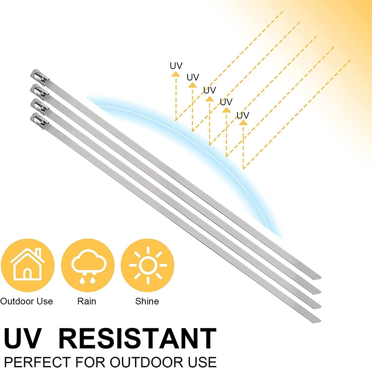 100 Pcs Stainless Steel Metal Zip Ties Heavy Duty Self-Locking Cable Ties US