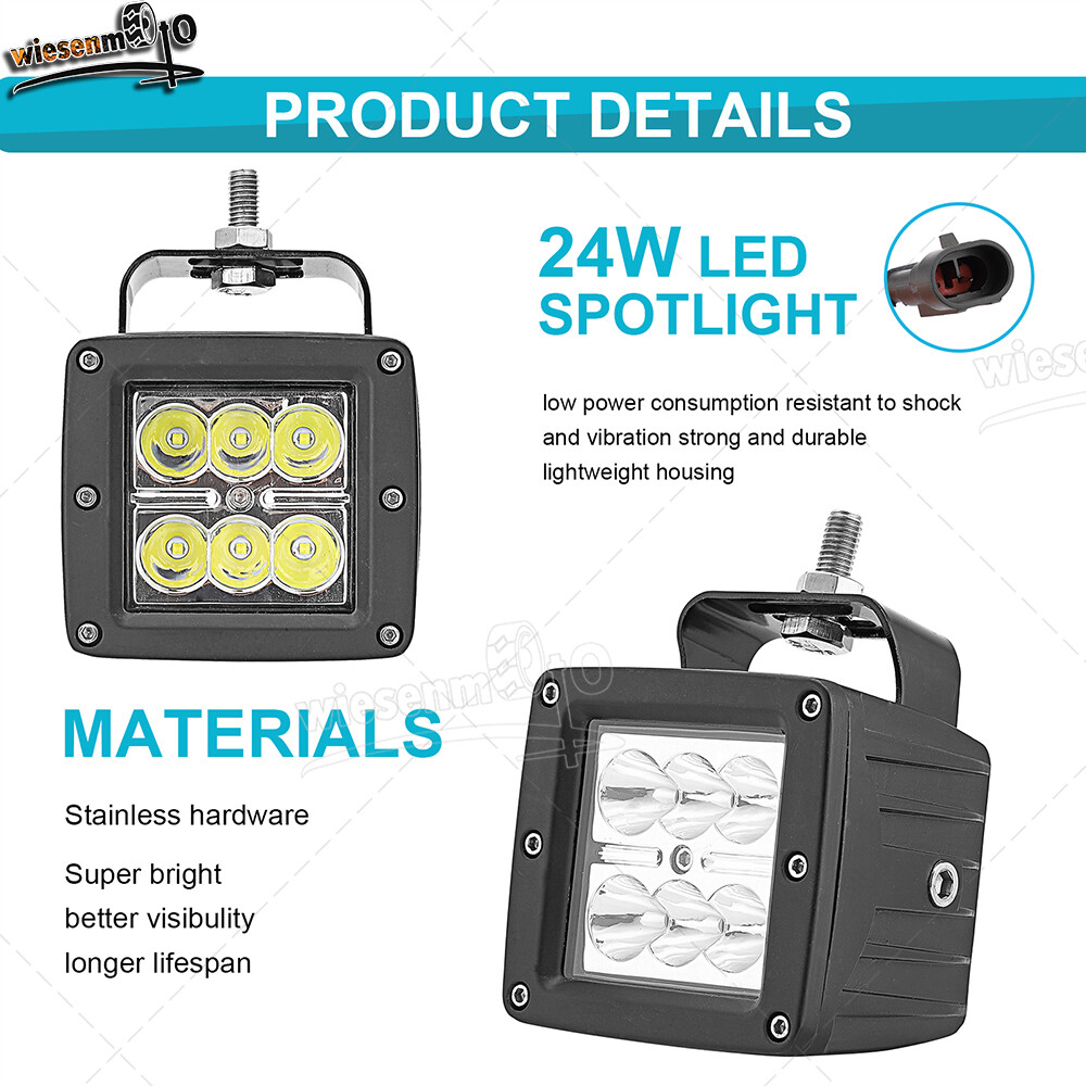 Fit 14+ Polaris RZR 800 900 XP 1000 Dual 24W LED Light Pods Headlight Mount Kit