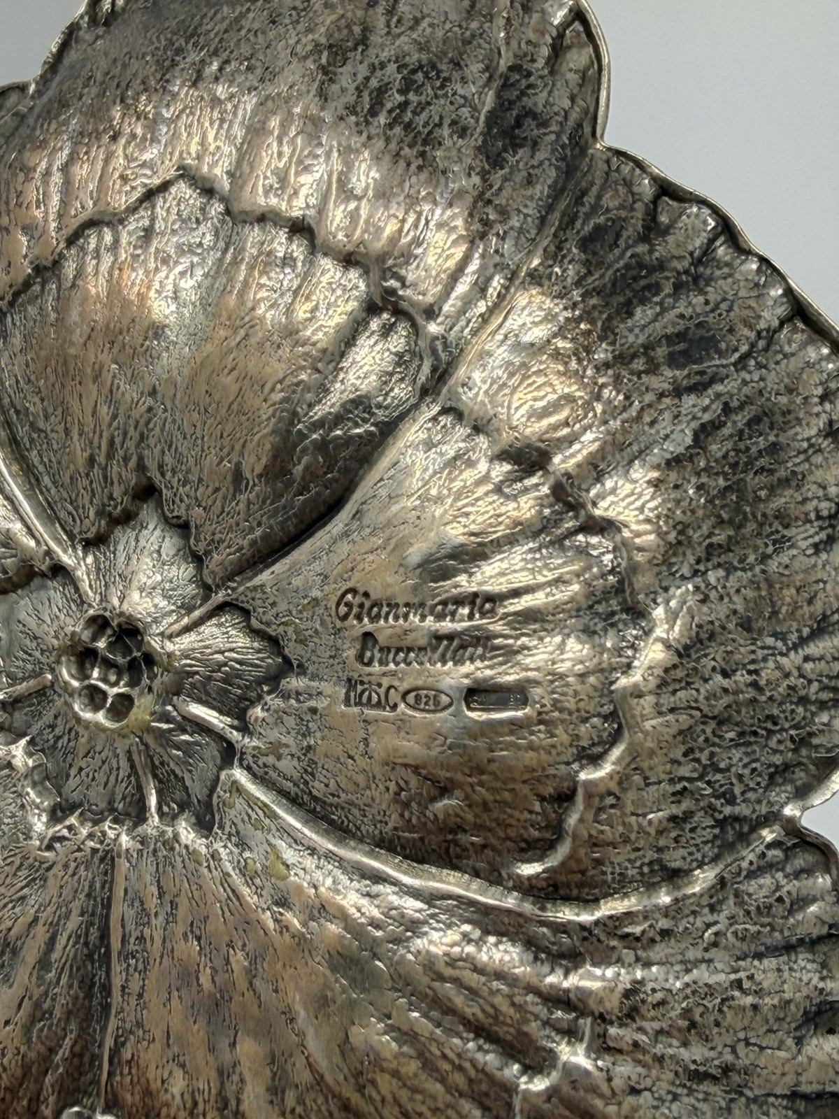 Gianmaria Buccellati Italy Sterling Silver Leaf Flower Form Dish !!!
