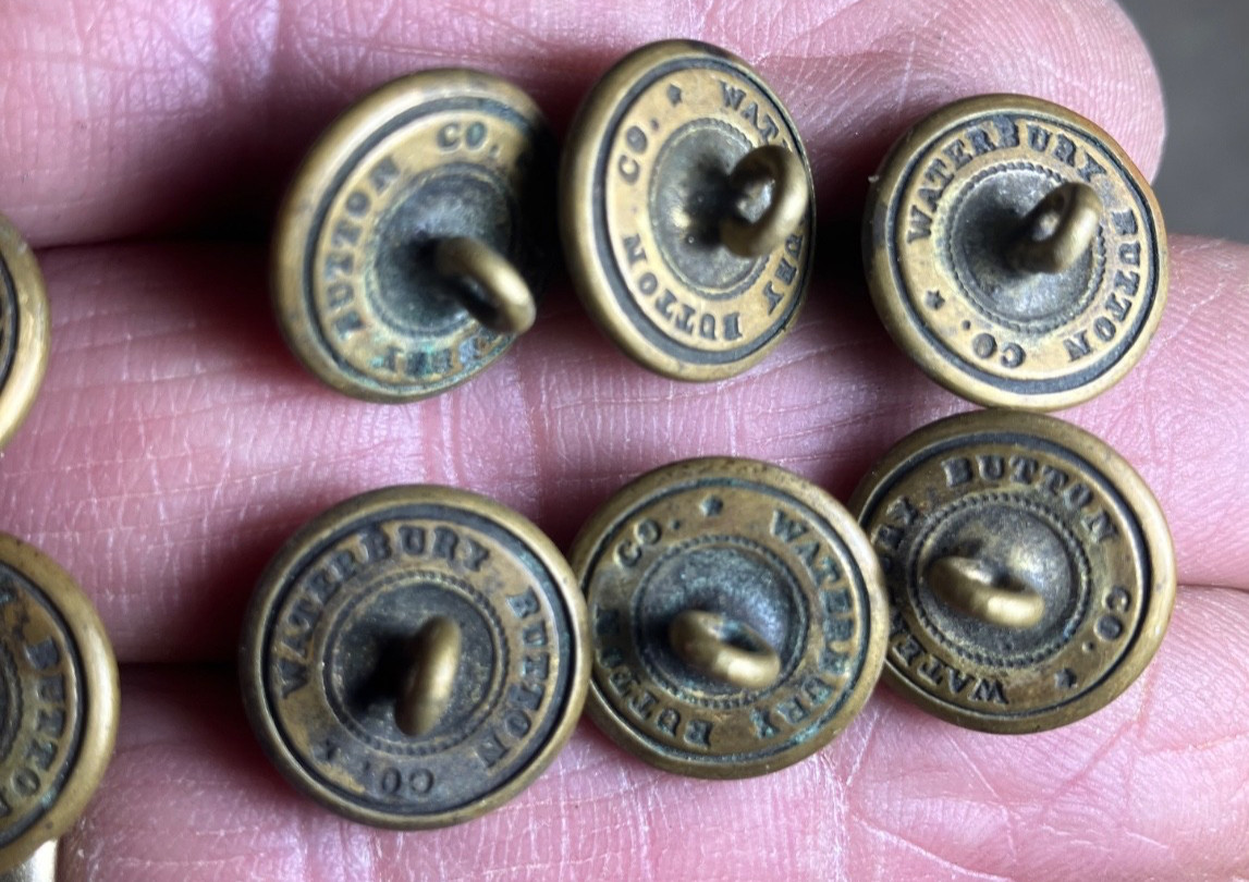 Set of 8 original non-dug Staff uniform buttons-Waterbury Button Co.