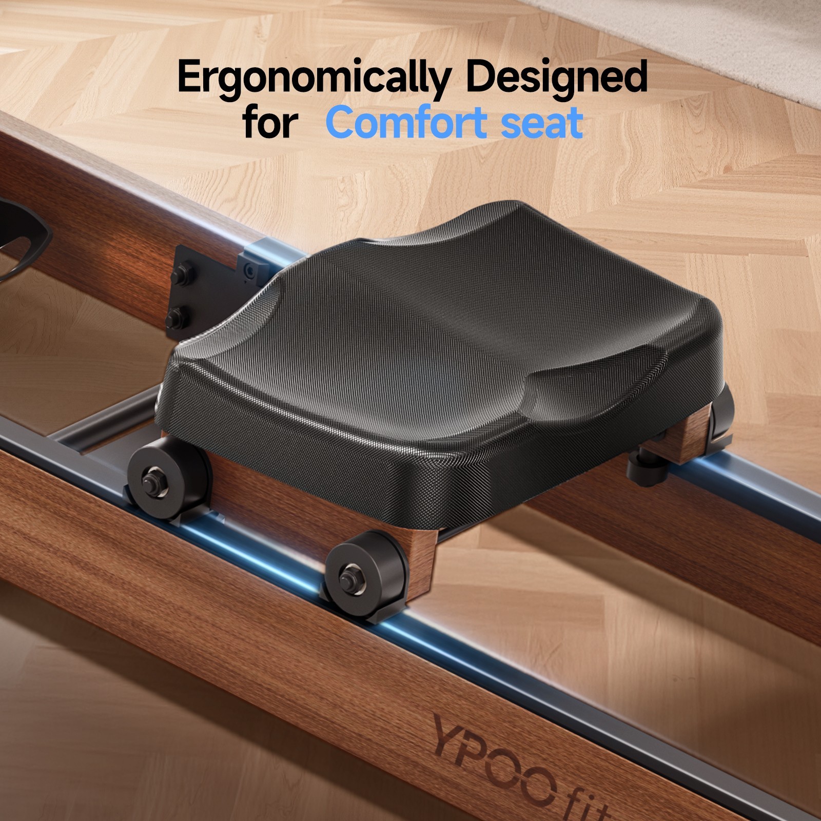 Foldable Rowing Machine Wood 350LBS Capacity Smooth Space-Saving Design Quite