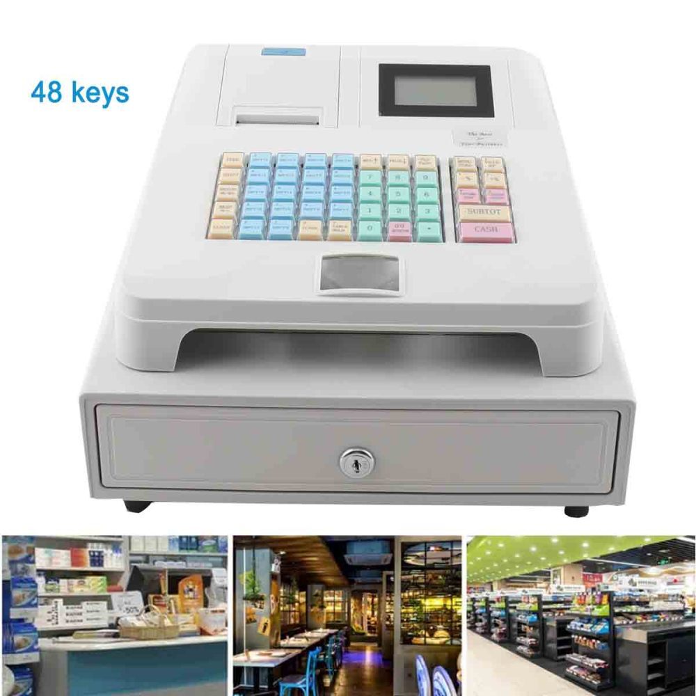 8 Digital LED Electronic Cash Register 48 Keys with Thermal Printer for Retail