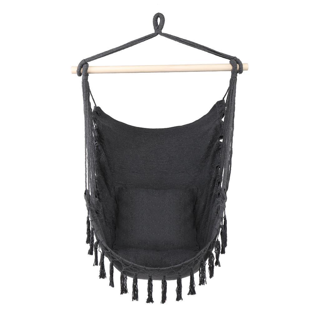 Hammock Hanging Rope Chair Swing Seat Patio Picnic Camping Dark Gray