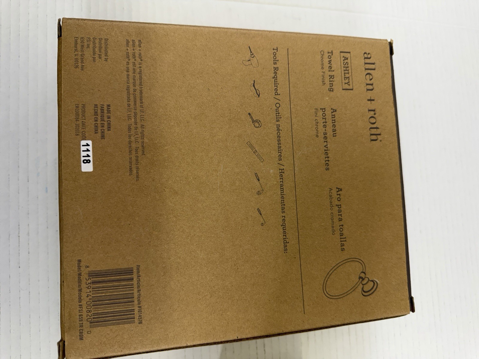 Set of 2 allen + roth Ashley Towel Ring - Chrome Finish - New Sealed in box