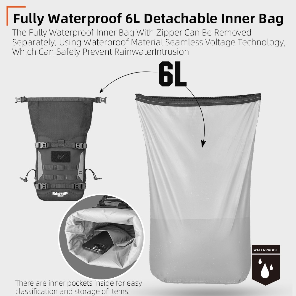 Rhinowalk Motorcycle Crash Bar Bag Waterproof 6L PESupport Board Luggage Storage