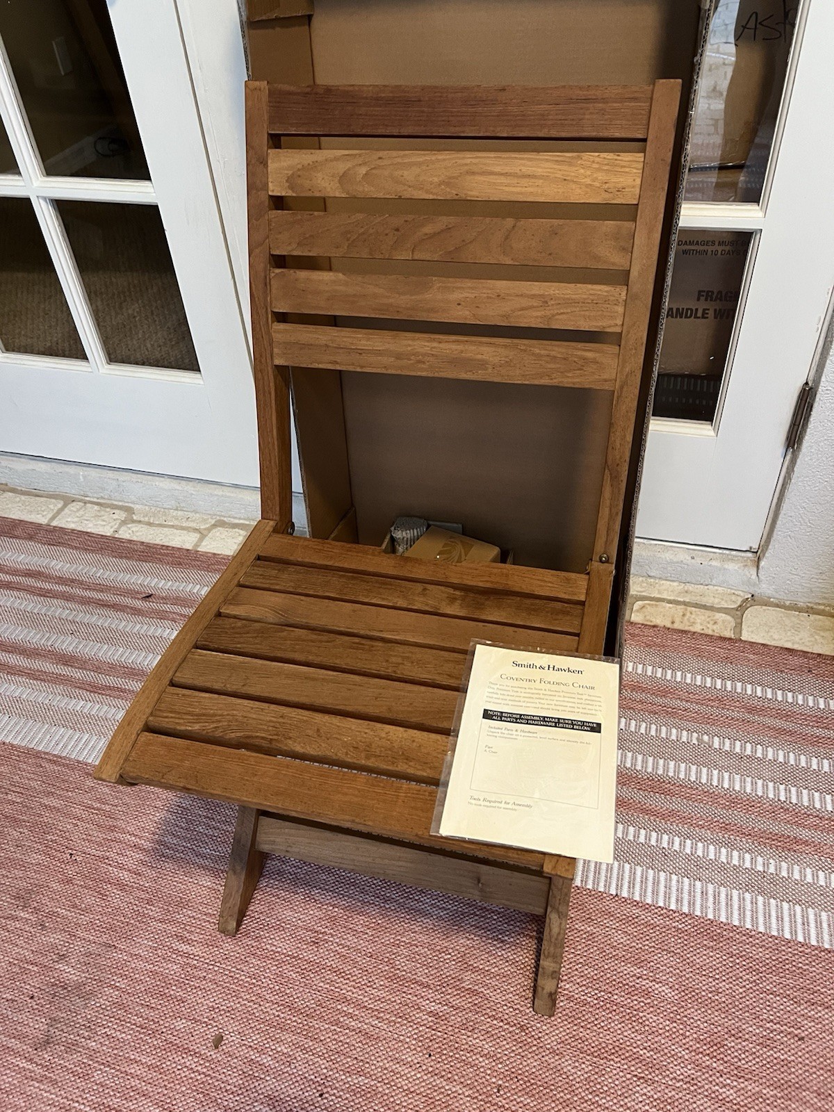 Smith & Hawken Teak Coventry 2009 Outdoor Folding Chair Patio Quality Sturdy New