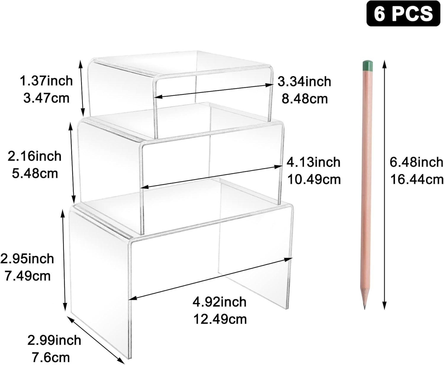 6Pcs Clear Acrylic Display Risers Clear Acrylic Display Stand For Cupcakes Store