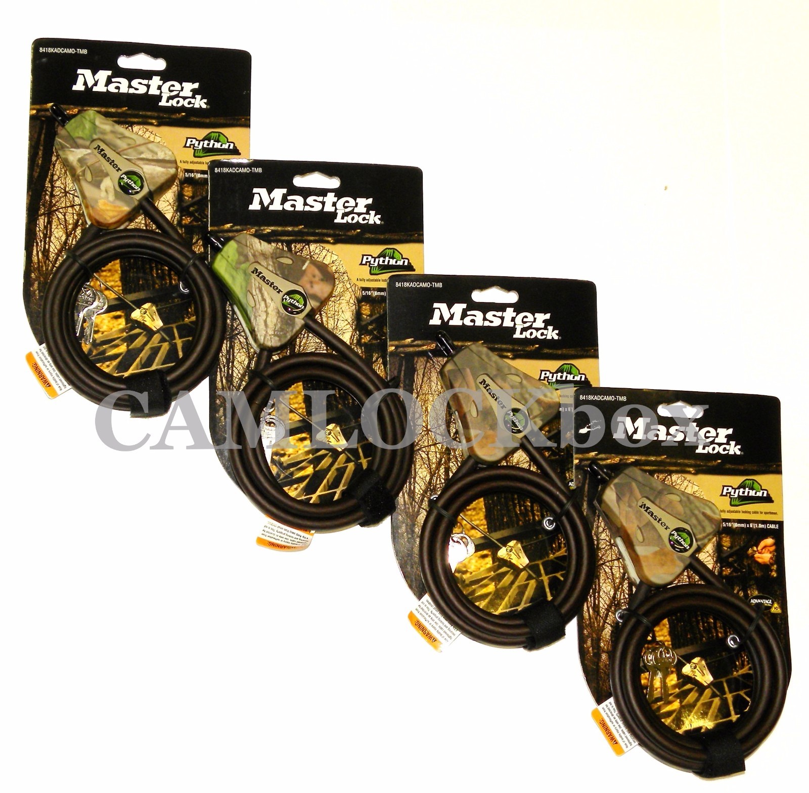 Master Lock 5/16" Camo Python Cables - 4 Keyed The Same