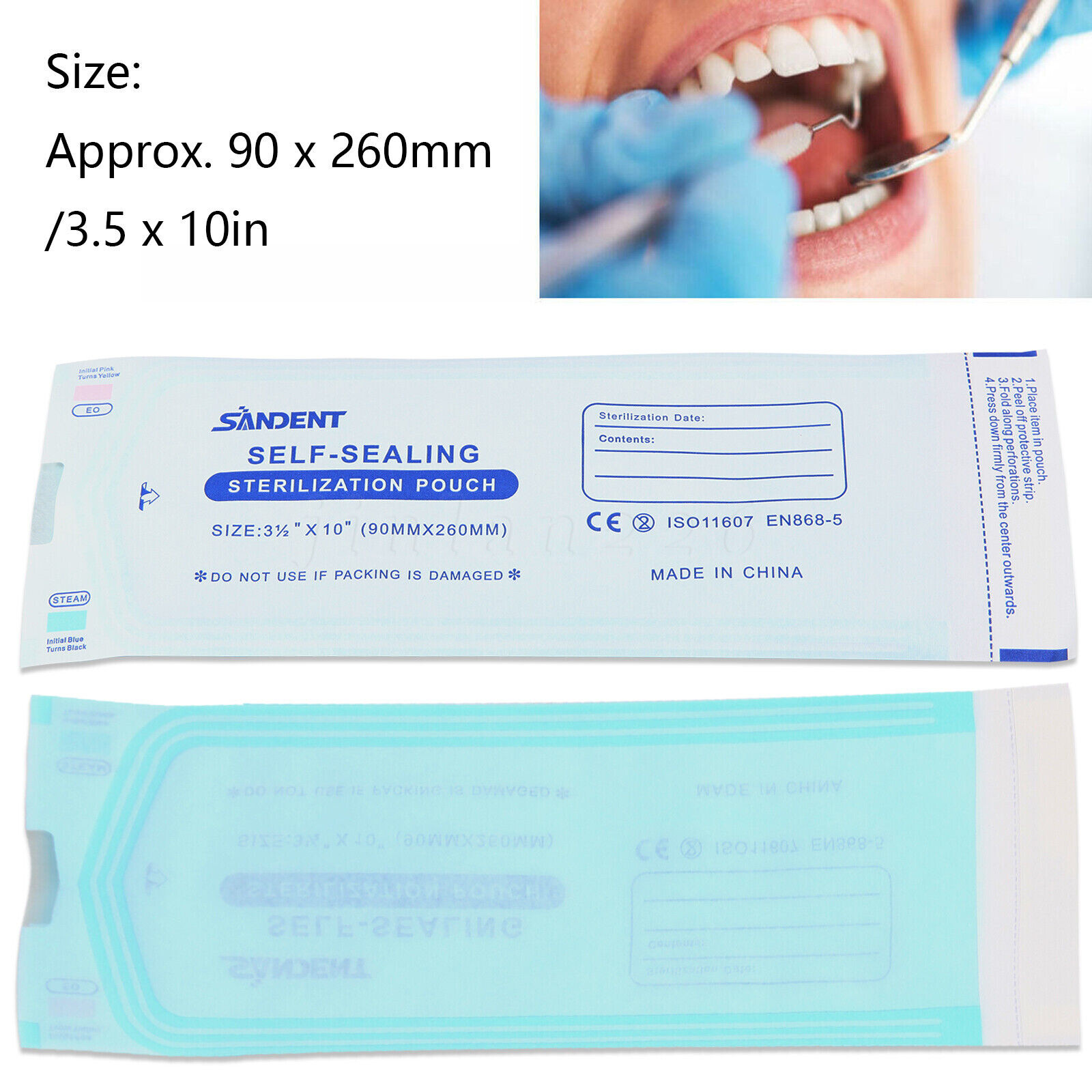 3.5" X 10" Self Sterilization Pouches Autoclave Pouch, Sterilizer Bags Dental US
