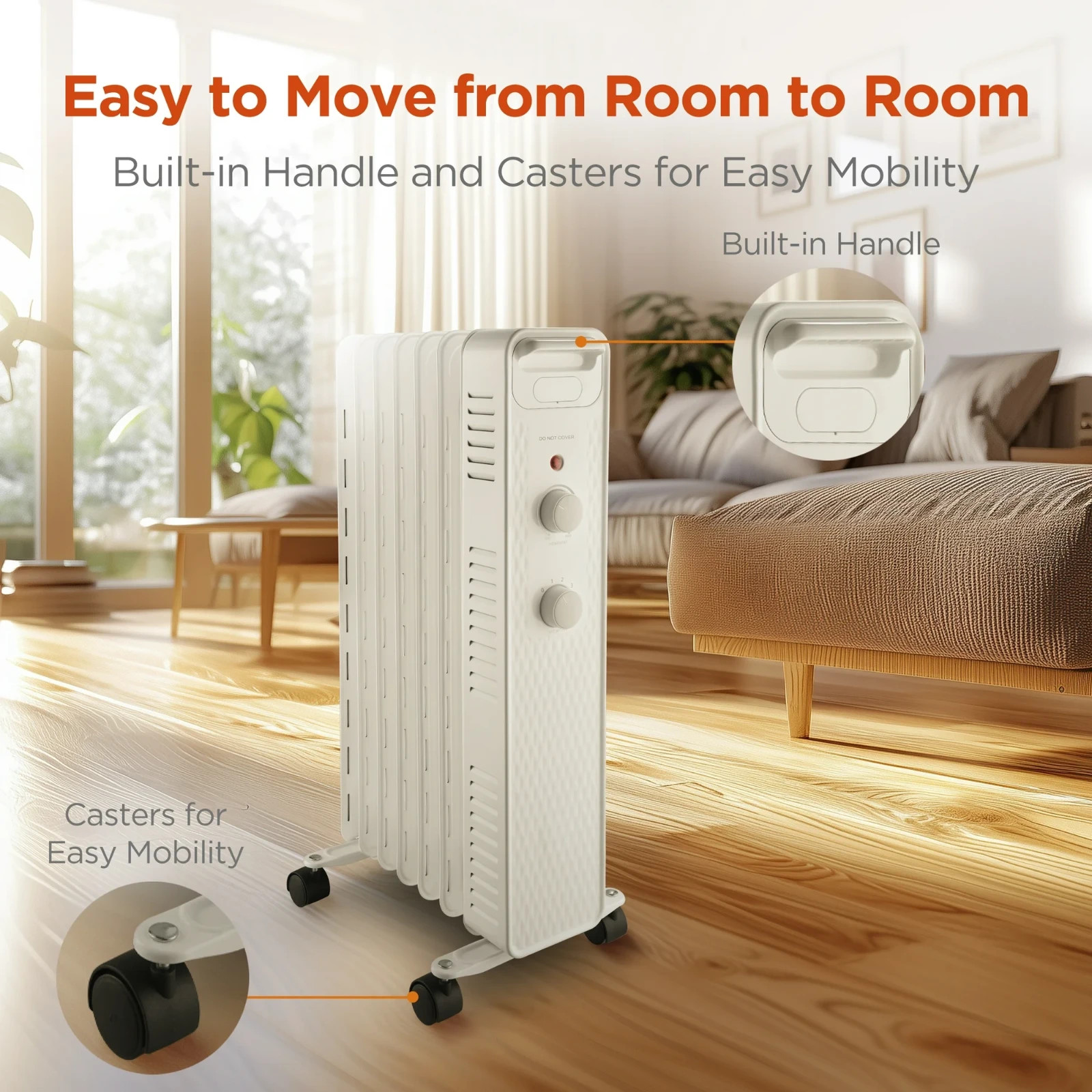 1500W Mainstays Mechanical Oil Filled Electric Radiator Heater White Open Box